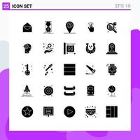 Pack of 25 creative Solid Glyphs of chart analysis touch time mobile gestures Editable Vector Design Elements