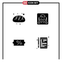 4 Universal Solid Glyphs Set for Web and Mobile Applications bakery price food sclaes online Editable Vector Design Elements