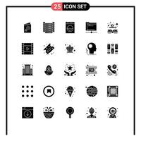 Pack of 25 Modern Solid Glyphs Signs and Symbols for Web Print Media such as dollar book machine server folder Editable Vector Design Elements