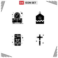 4 Universal Solid Glyph Signs Symbols of bedroom tools label design christian Editable Vector Design Elements