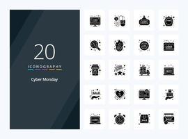 20 Cyber Monday Solid Glyph icon for presentation vector