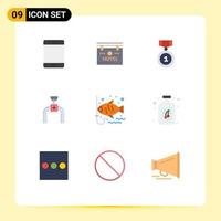 Universal Icon Symbols Group of 9 Modern Flat Colors of fish gas location pipe position Editable Vector Design Elements