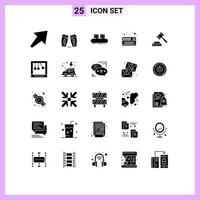 paquete de iconos de vector de stock de 25 signos y símbolos de línea para elementos de diseño de vector editables de línea electrónica de cinturón de sintetizador de juez