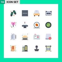 Set of 16 Modern UI Icons Symbols Signs for celebration record car tape demo Editable Pack of Creative Vector Design Elements