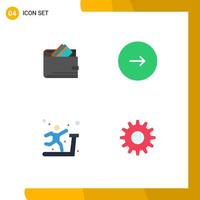 4 Universal Flat Icon Signs Symbols of wallet music dollar control exercise Editable Vector Design Elements