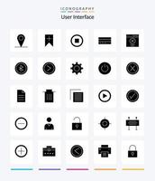 Creative User Interface 25 Glyph Solid Black icon pack  Such As error. user. interface. interface. credit vector