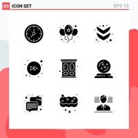 Modern Set of 9 Solid Glyphs and symbols such as clothes vintage arrow household forward Editable Vector Design Elements