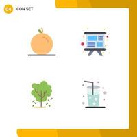 Editable Vector Line Pack of 4 Simple Flat Icons of fruit apple tree presentation training spring Editable Vector Design Elements