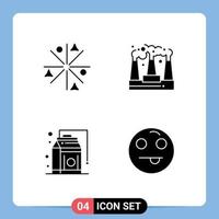 Mobile Interface Solid Glyph Set of 4 Pictograms of achievement grocery works production food Editable Vector Design Elements