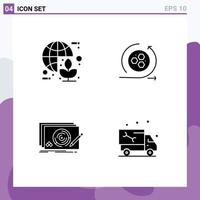 4 Creative Icons Modern Signs and Symbols of global level world api new Editable Vector Design Elements