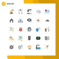 Mobile Interface Flat Color Set of 25 Pictograms of bubble list printing corporate business Editable Vector Design Elements