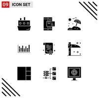 Stock Vector Icon Pack of 9 Line Signs and Symbols for certification up rate line vacation Editable Vector Design Elements