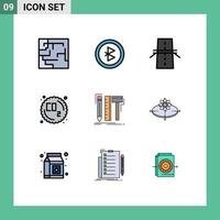 Modern Set of 9 Filledline Flat Colors Pictograph of digital design creative waste gas Editable Vector Design Elements
