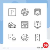 Universal Icon Symbols Group of 9 Modern Outlines of web browser health truck logistics Editable Vector Design Elements