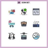 conjunto de 9 iconos de interfaz de usuario modernos signos de símbolos para cochecito niños negocios inicio de bebé elementos de diseño vectorial editables vector