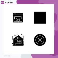 Set of 4 Vector Solid Glyphs on Grid for page real video view layout Editable Vector Design Elements