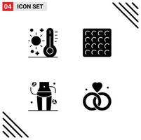Universal Icon Symbols Group of 4 Modern Solid Glyphs of celsius waist thermometer wafer woman Editable Vector Design Elements
