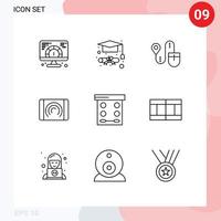 User Interface Pack of 9 Basic Outlines of makeup beauty location interface user Editable Vector Design Elements