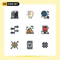 conjunto de 9 iconos modernos de la interfaz de usuario símbolos signos para la naturaleza montaña internet de las cosas tráfico exportación elementos de diseño vectorial editables vector