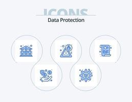 Data Protection Blue Icon Pack 5 Icon Design. security. policy. gdpr. data. virus vector