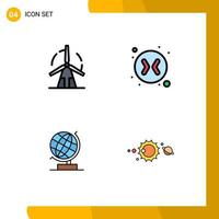 4 Thematic Vector Filledline Flat Colors and Editable Symbols of clean office power change arrows web Editable Vector Design Elements