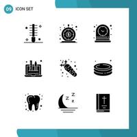 Pictogram Set of 9 Simple Solid Glyphs of graphic design money creativity time Editable Vector Design Elements