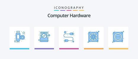 Computer Hardware Blue 5 Icon Pack Including hardware. cable. computer. hardware. computer. Creative Icons Design vector