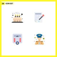 Modern Set of 4 Flat Icons Pictograph of party body cute color bucket medical Editable Vector Design Elements