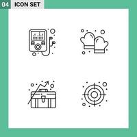 4 Universal Line Signs Symbols of device growth baking business target Editable Vector Design Elements