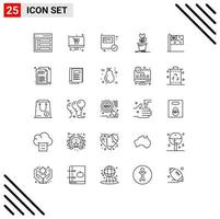 Modern Set of 25 Lines and symbols such as plant mario monitor game shopping Editable Vector Design Elements