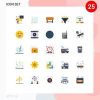 Set of 25 Commercial Flat Colors pack for office connection attention sort filter Editable Vector Design Elements