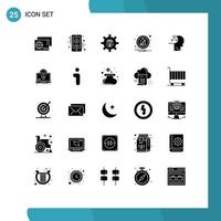 Pictogram Set of 25 Simple Solid Glyphs of man autism develop off alarm Editable Vector Design Elements