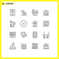 16 Universal Outlines Set for Web and Mobile Applications dollar money megaphone education apple Editable Vector Design Elements