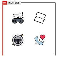 4 Thematic Vector Filledline Flat Colors and Editable Symbols of game steering controller photo wheel Editable Vector Design Elements