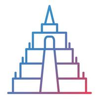 icono de gradiente de línea de borobudur vector