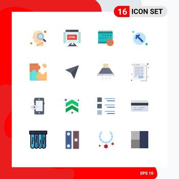 Pictogram Set of 16 Simple Flat Colors of up left direction calendar arrow time Editable Pack of Creative Vector Design Elements