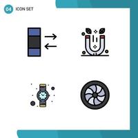 Filledline Flat Color Pack of 4 Universal Symbols of column watch magnet therapy mechanics Editable Vector Design Elements