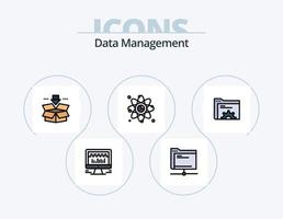 Data Management Line Filled Icon Pack 5 Icon Design. server . server. search . network . database vector