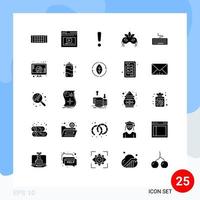 Group of 25 Solid Glyphs Signs and Symbols for keyboard mardigras alert venetian mask Editable Vector Design Elements