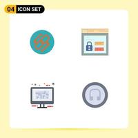 4 Flat Icon concept for Websites Mobile and Apps link monitor connection web design Editable Vector Design Elements