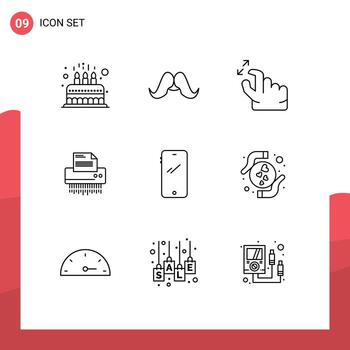 9 Universal Outlines Set for Web and Mobile Applications file confidential male shredder squeeze Editable Vector Design Elements