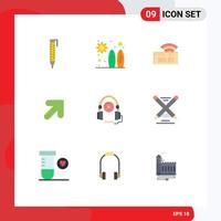 Group of 9 Modern Flat Colors Set for education course wifi language up Editable Vector Design Elements