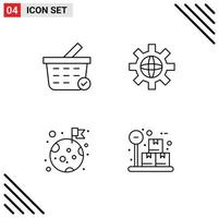 paquete de iconos vectoriales de stock de 4 signos y símbolos de línea para comprar elementos de diseño vectorial editables de la caja técnica del mundo espacial vector