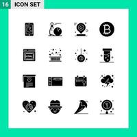 Stock Vector Icon Pack of 16 Line Signs and Symbols for html currency strike btc location Editable Vector Design Elements