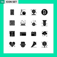 paquete de iconos de vector de stock de 16 signos y símbolos de línea para elementos de diseño de vector editables de ubicación btc de huelga de moneda html