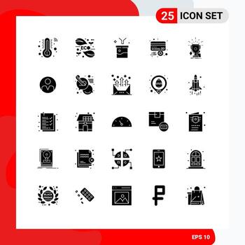 Set of 25 Modern UI Icons Symbols Signs for credit credit big data and science concept card raw information Editable Vector Design Elements