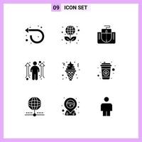 Pictogram Set of 9 Simple Solid Glyphs of ice cream opportunity mouse man business opportunity Editable Vector Design Elements