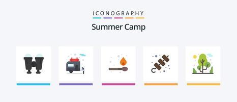 Summer Camp Flat 5 Icon Pack Including . camping. match. tree. travel. Creative Icons Design vector