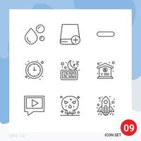 Universal Icon Symbols Group of 9 Modern Outlines of time economy drive banking minus Editable Vector Design Elements