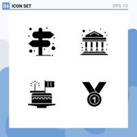 Mobile Interface Solid Glyph Set of 4 Pictograms of direction day right investment patricks Editable Vector Design Elements